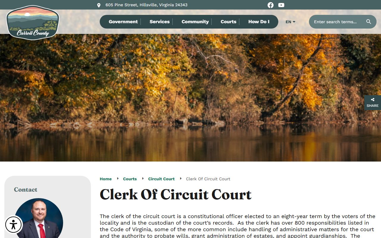 Carroll County Circuit Court clerk office for marriage license records in Hillsville, Virginia