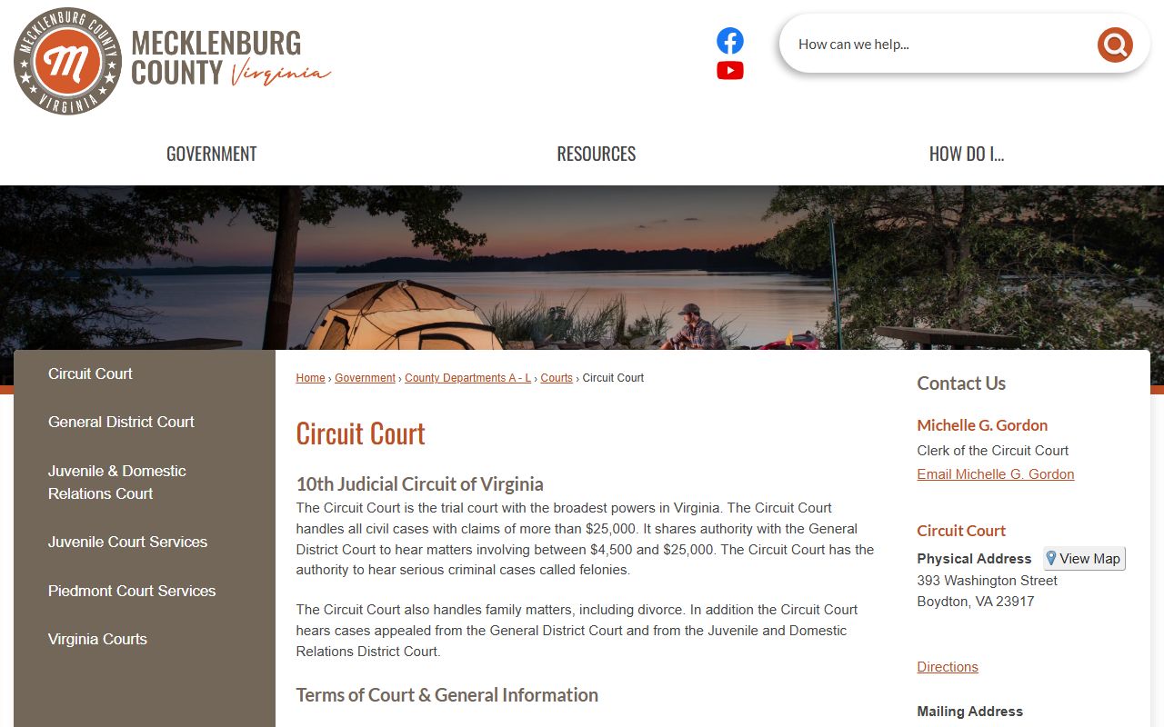 Mecklenburg County Circuit Court clerk office for marriage license records in Boydton, Virginia