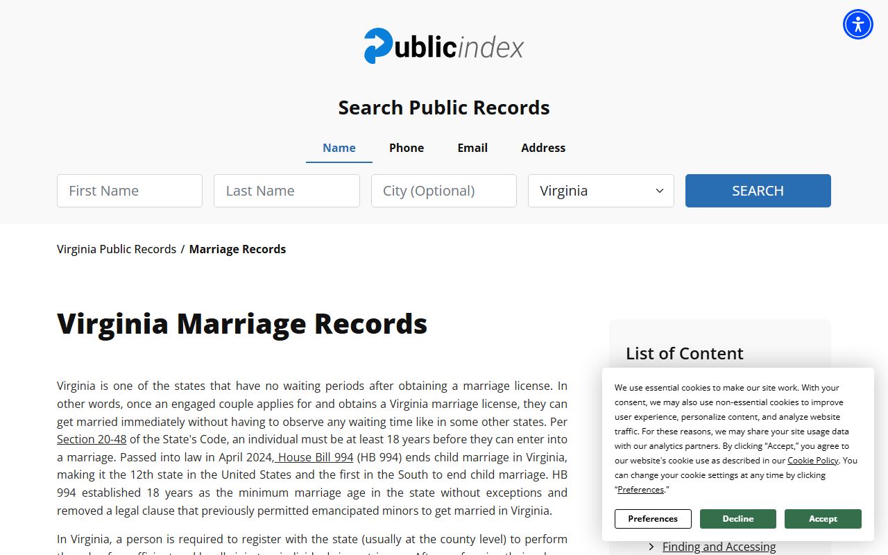 Virginia Department of Health vital records information for Charlotte County marriage license records